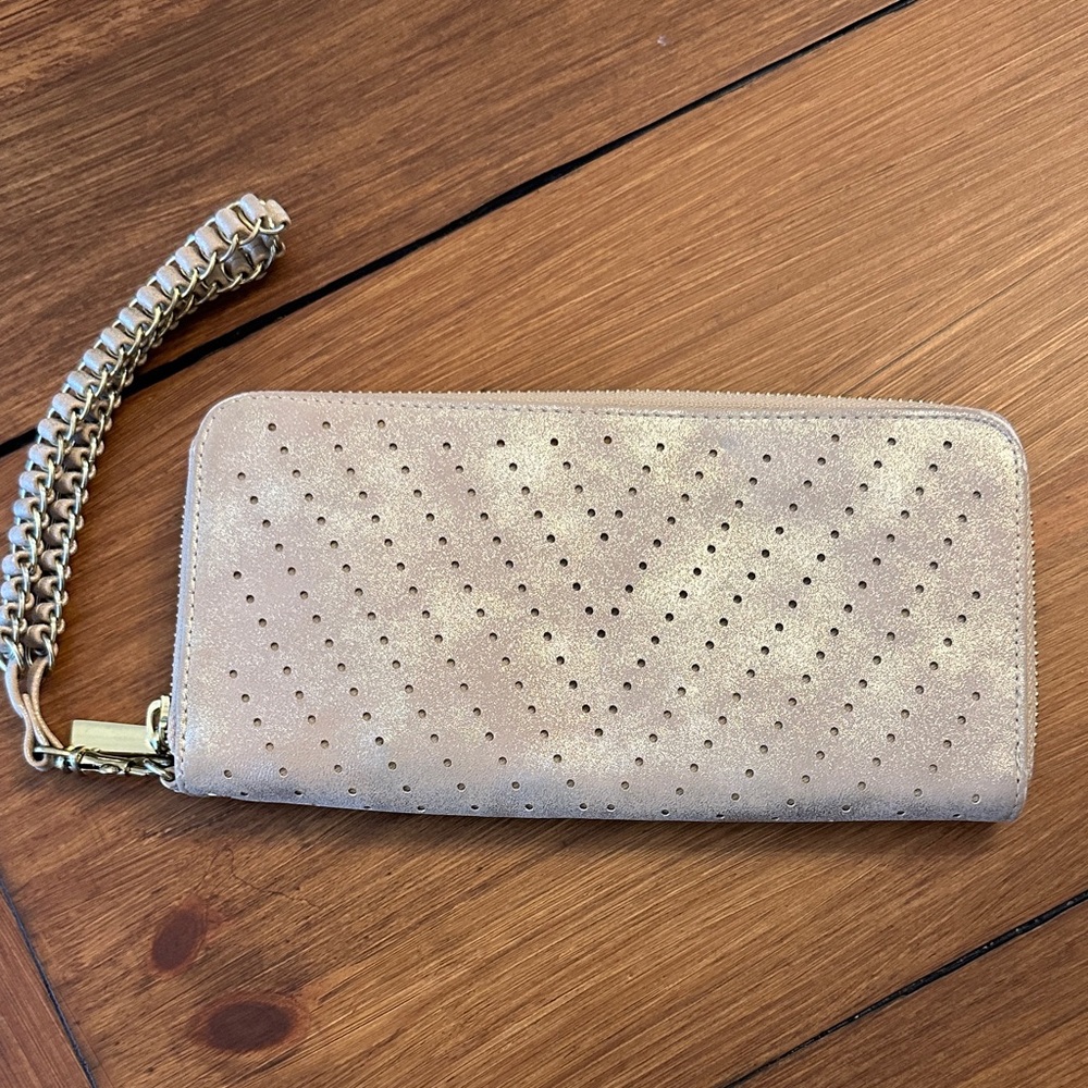 Perforated Distressed Women's Wallet - Blush and Gold - NWOT